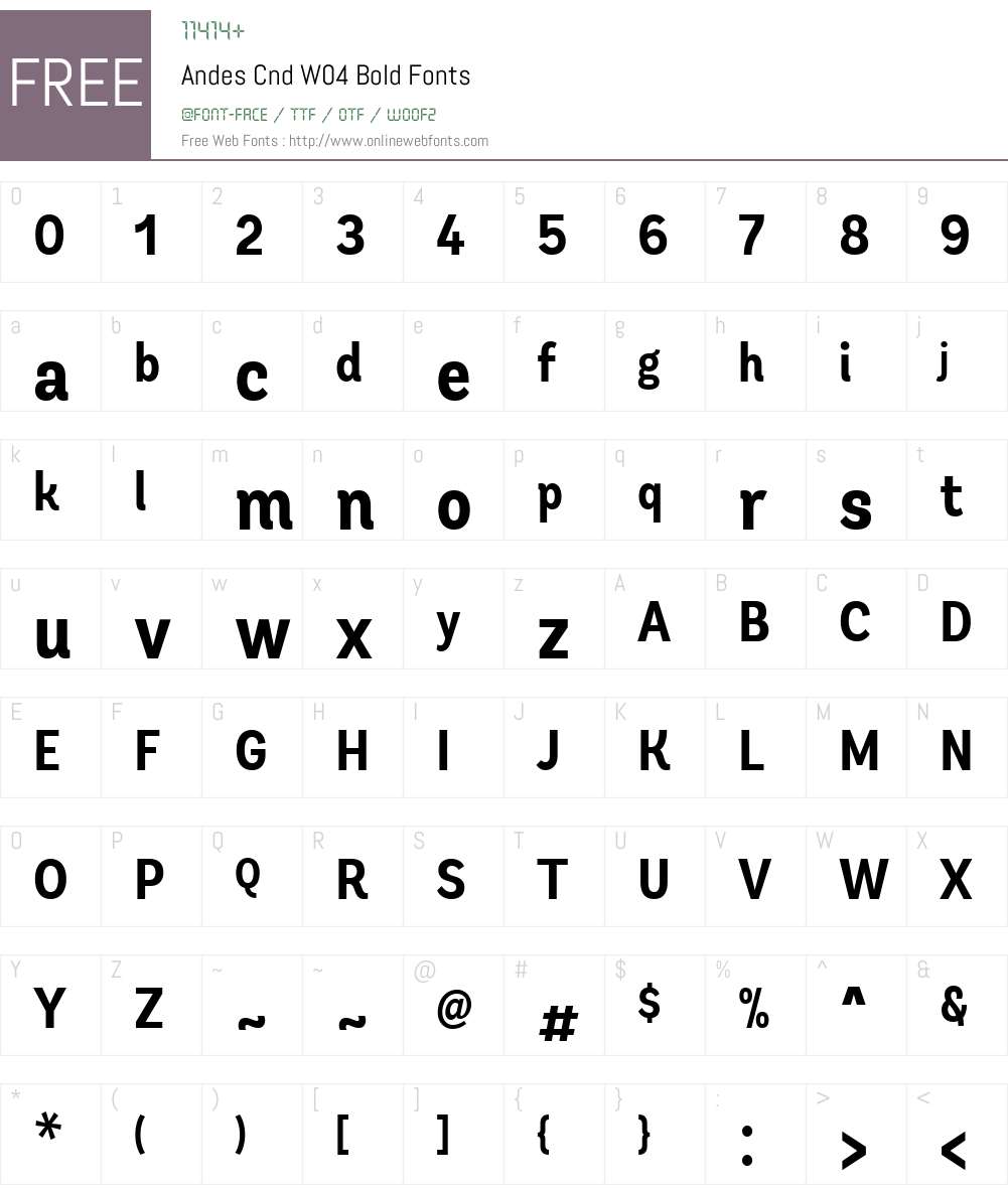 AndesCndW04-Bold Font Screenshots