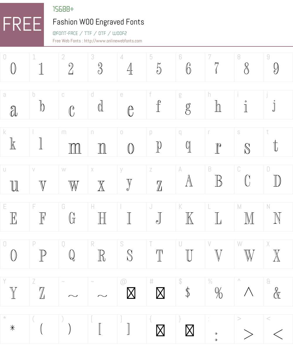 FashionW00-Engraved Font Screenshots