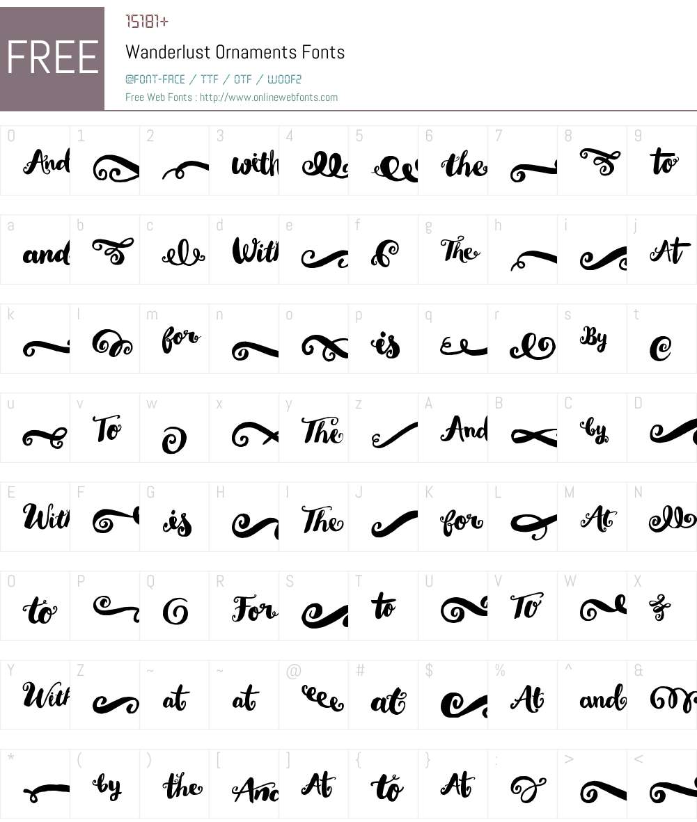 WanderlustOrnaments-Regular Font Screenshots