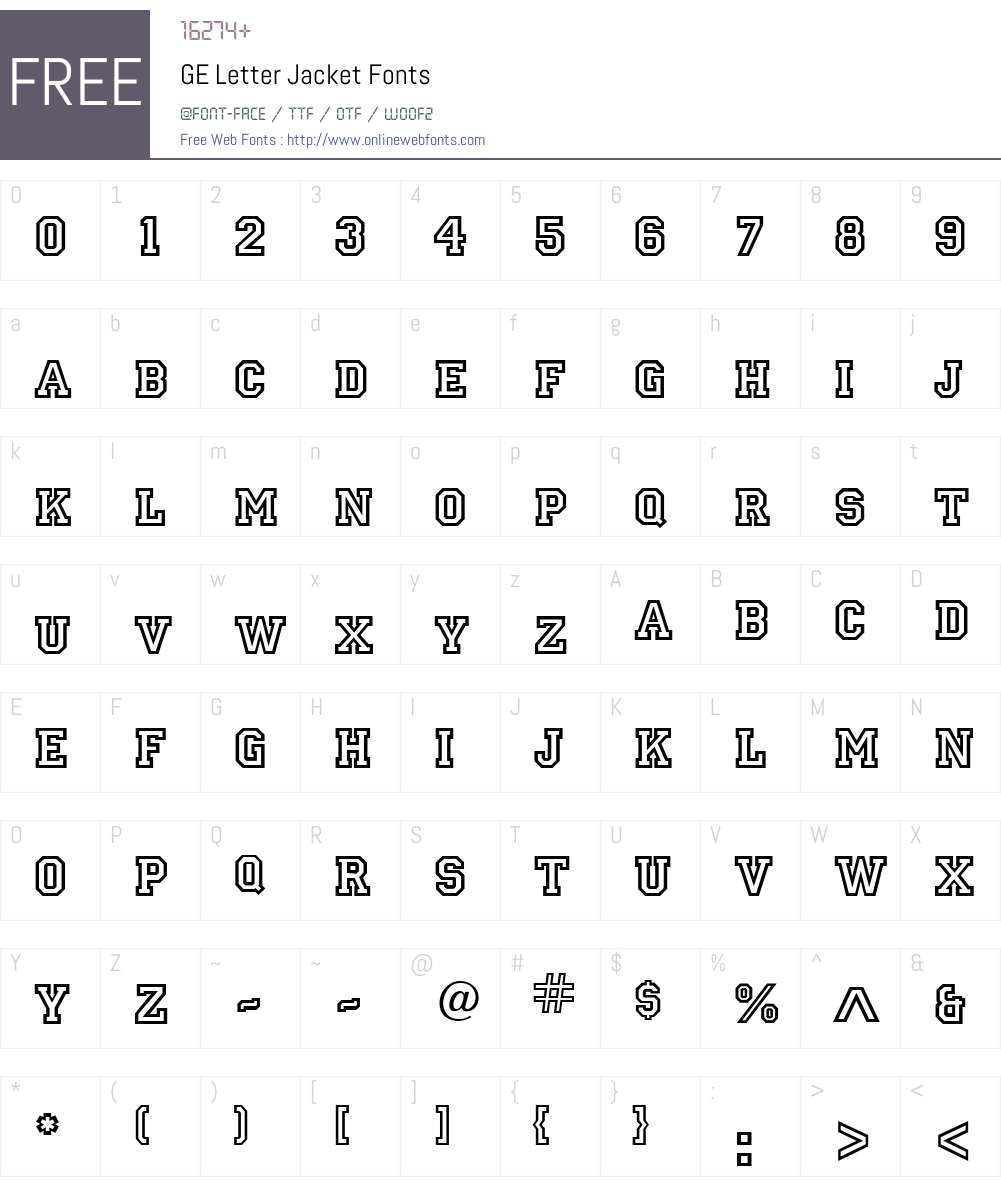 GE Letter Jacket Font Screenshots