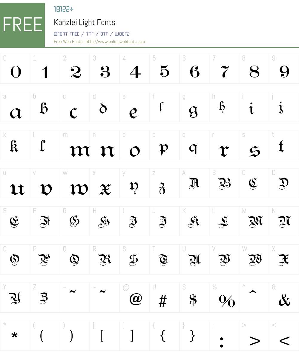 Kanzlei Font Screenshots