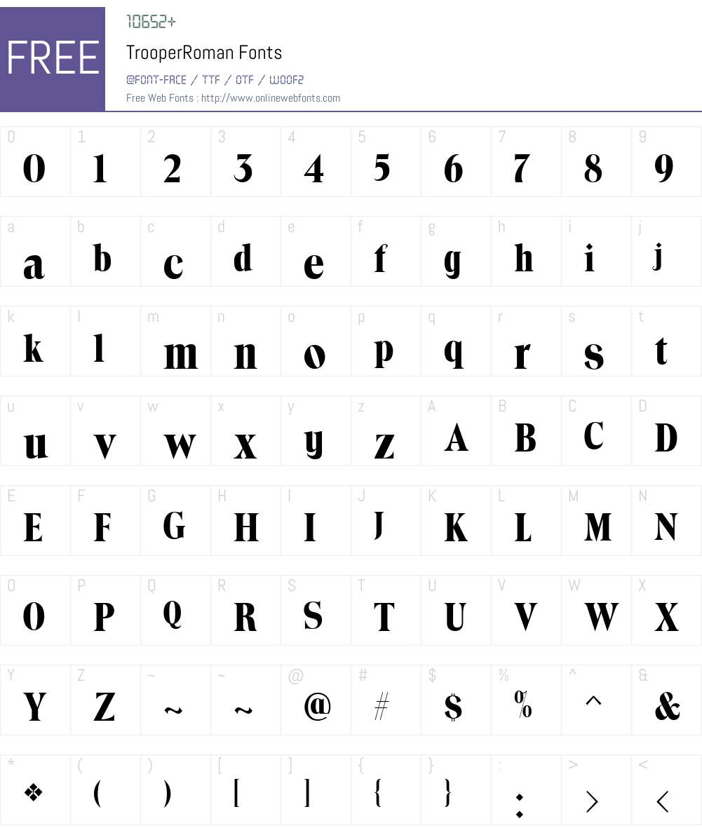 TrooperRoman Font Screenshots