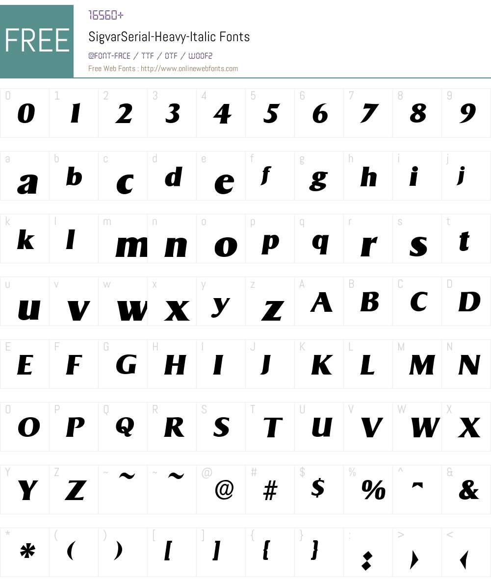 SigvarSerial-Heavy Font Screenshots