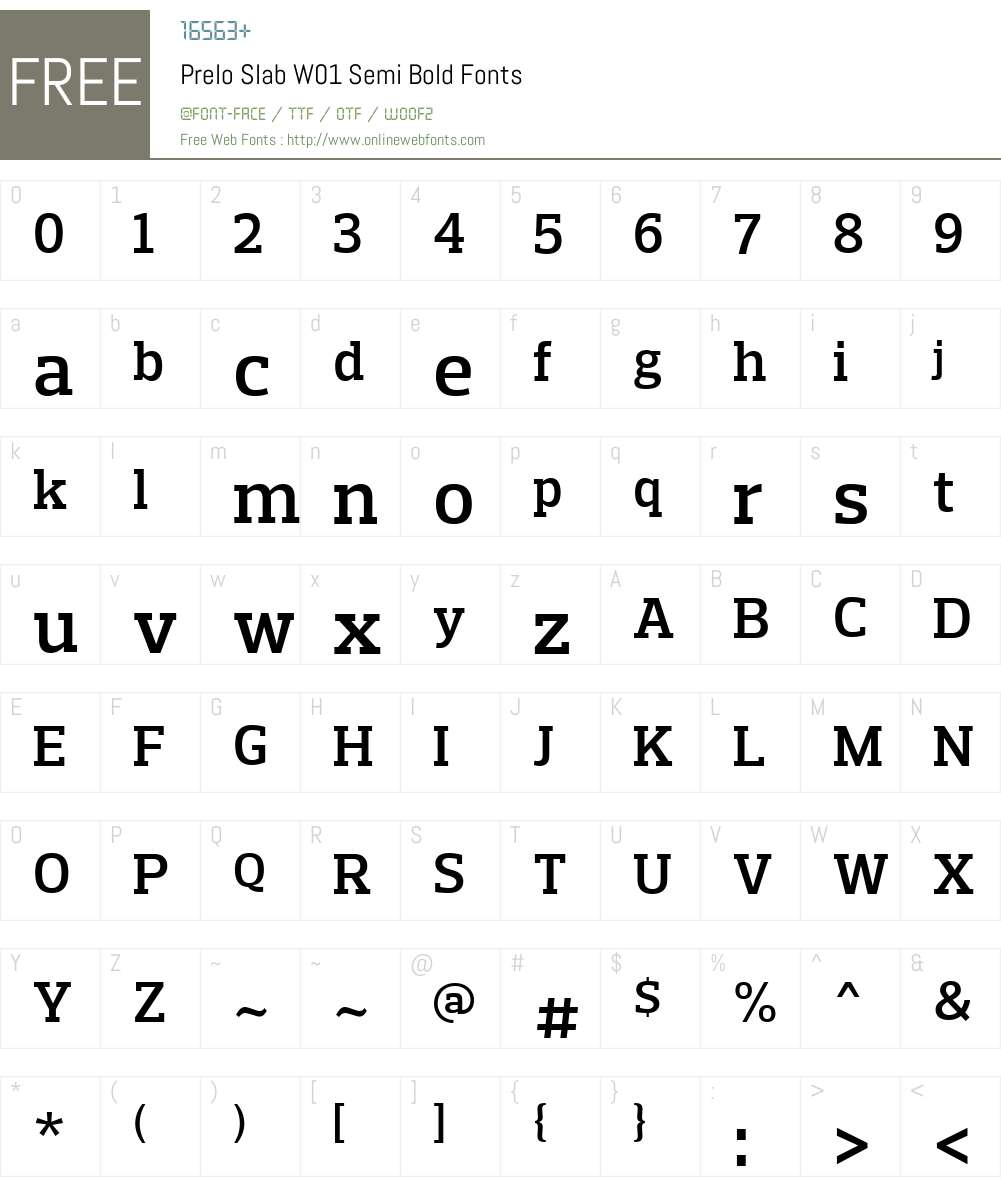 PreloSlabW01-SemiBold Font Screenshots