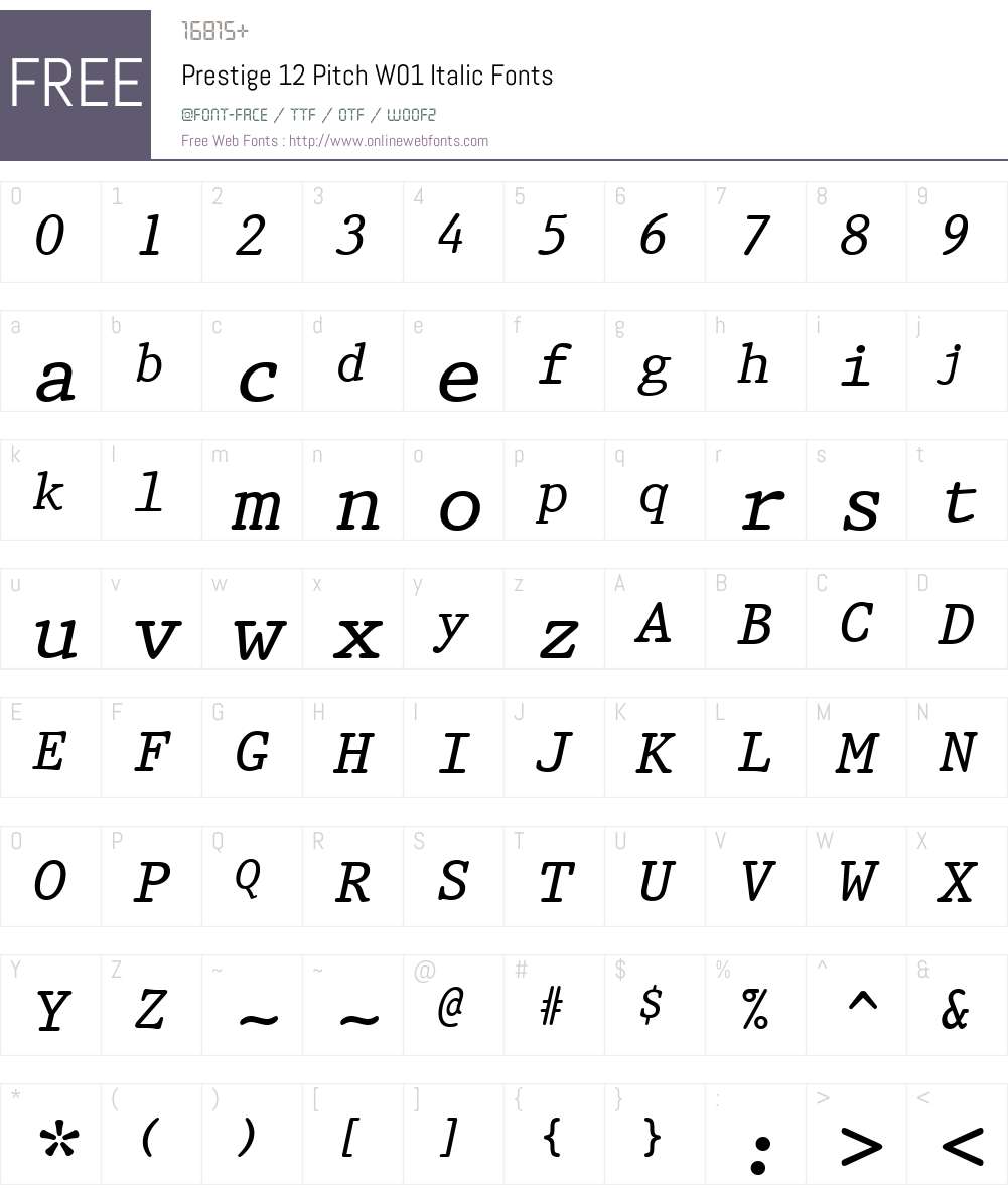 Prestige12PitchW01-Italic Font Screenshots