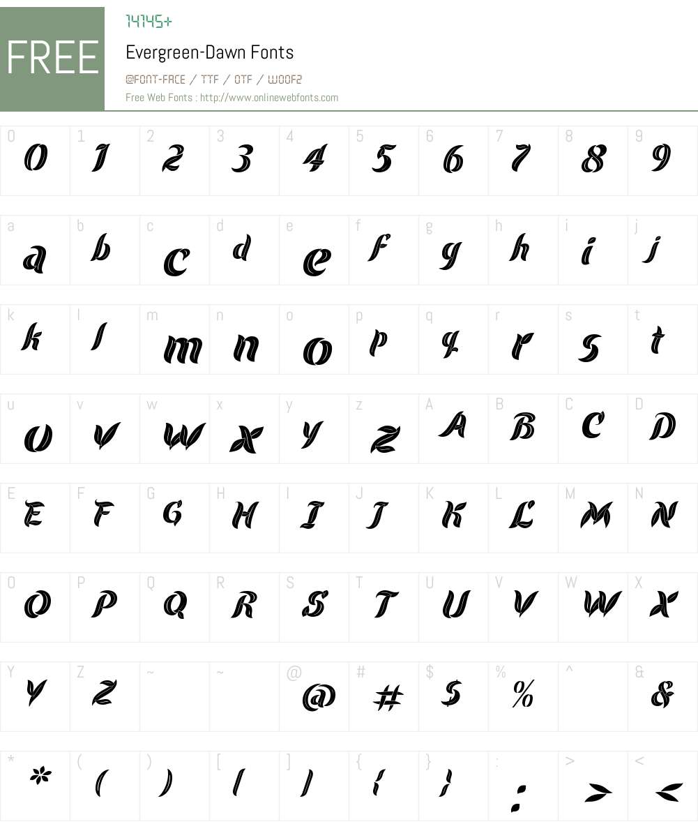 Evergreen Font Screenshots