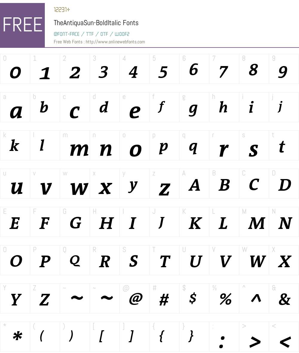 TheAntiquaSun Font Screenshots