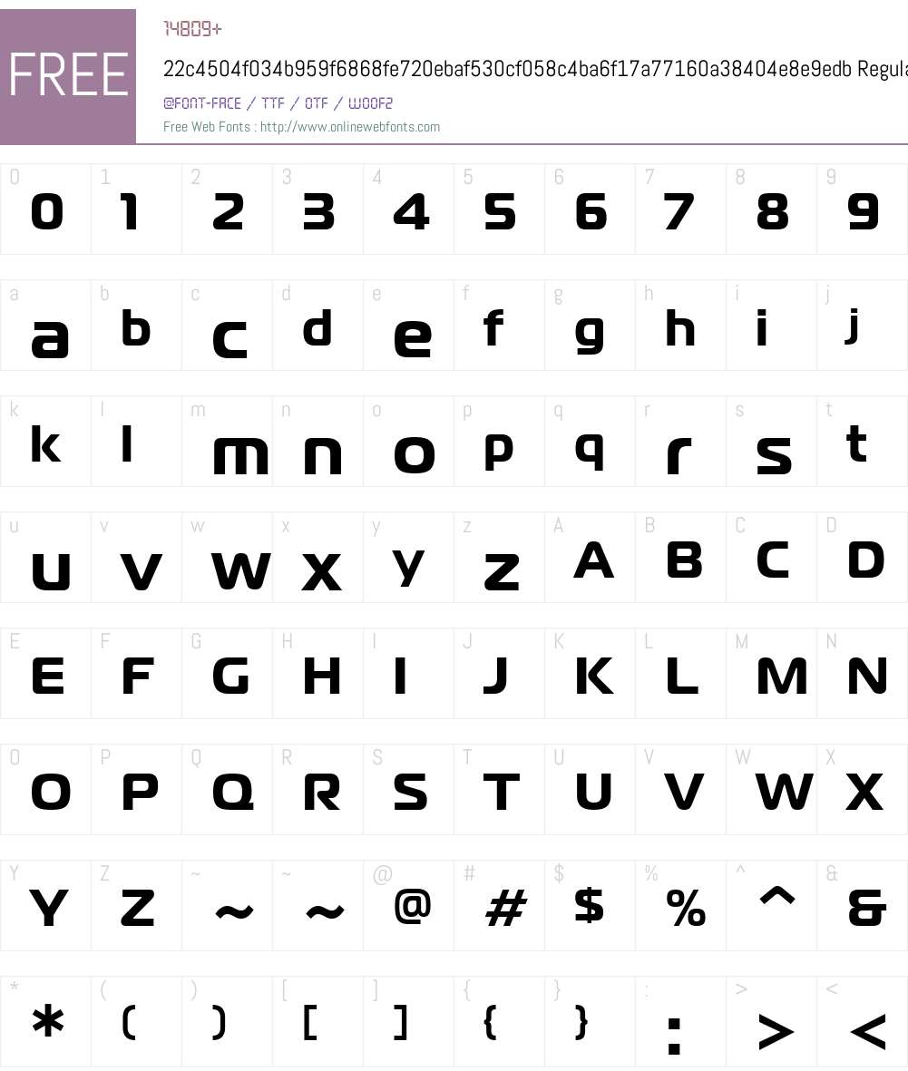 22c4504f034b959f6868fe720ebaf530cf058c4ba6f17a77160a38404e8e9edb Font Screenshots