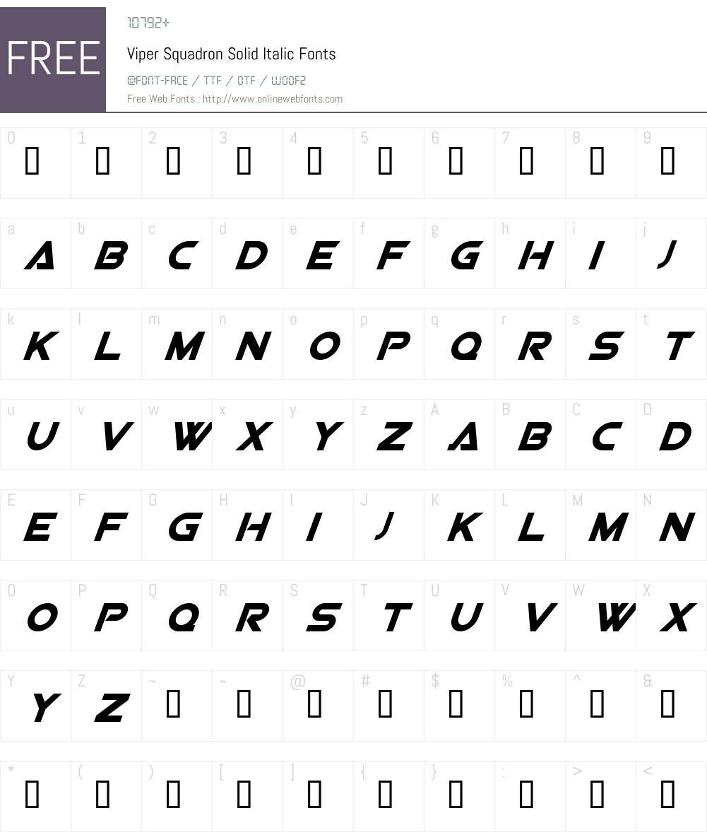 Viper Squadron Solid Font Screenshots