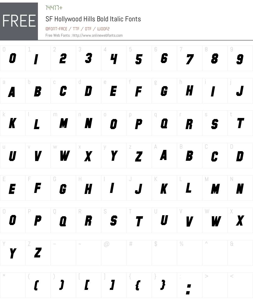 SF Hollywood Hills Font Screenshots