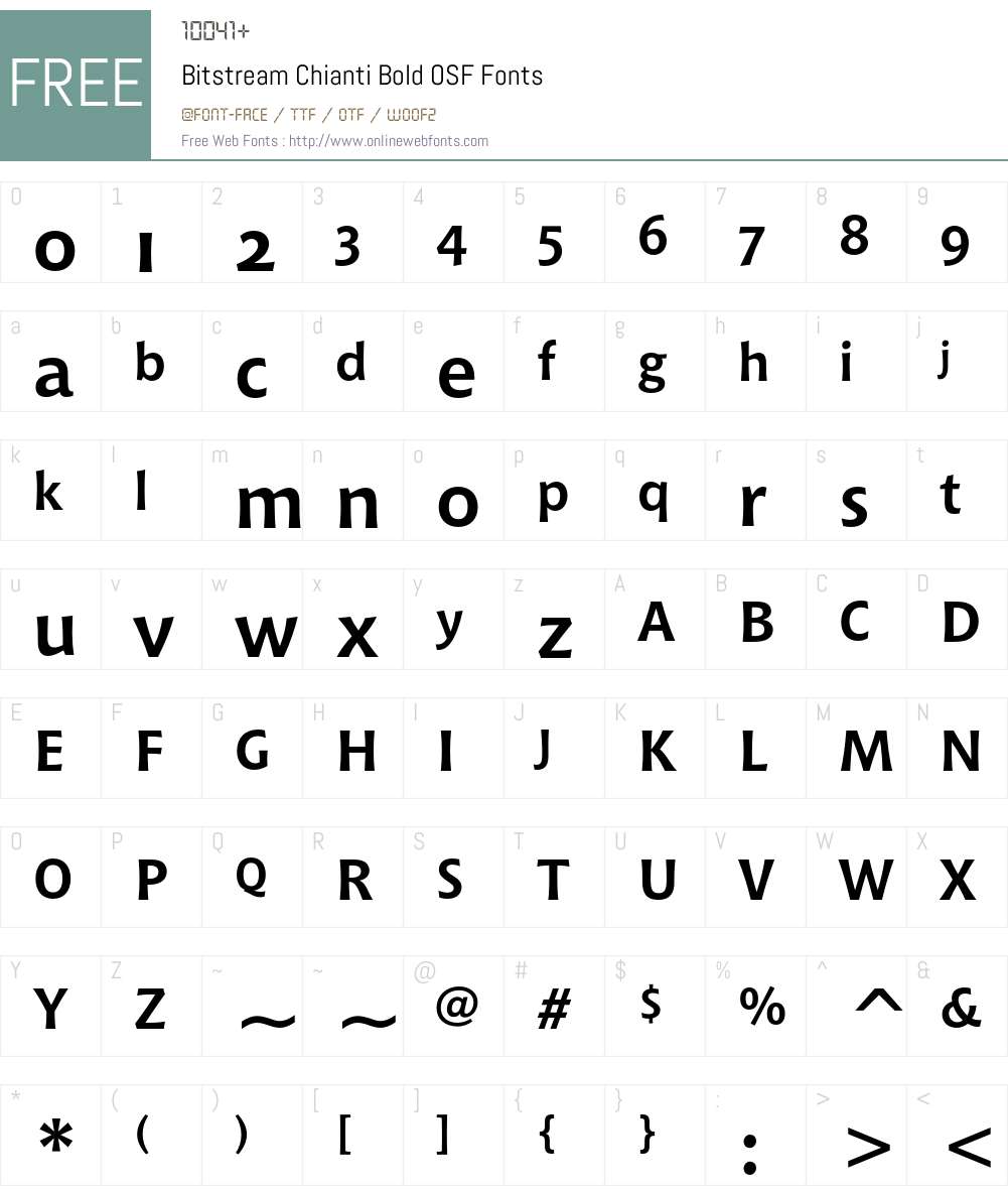 Bitstream Chianti Font Screenshots