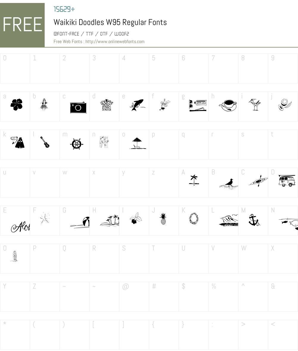 WaikikiDoodlesW95-Regular Font Screenshots