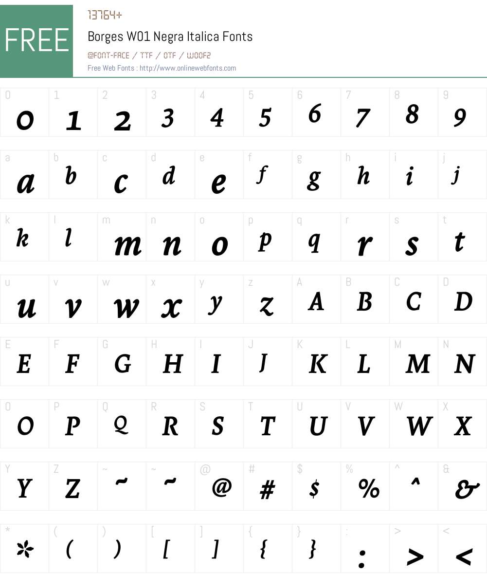 BorgesW01-NegraItalica Font Screenshots