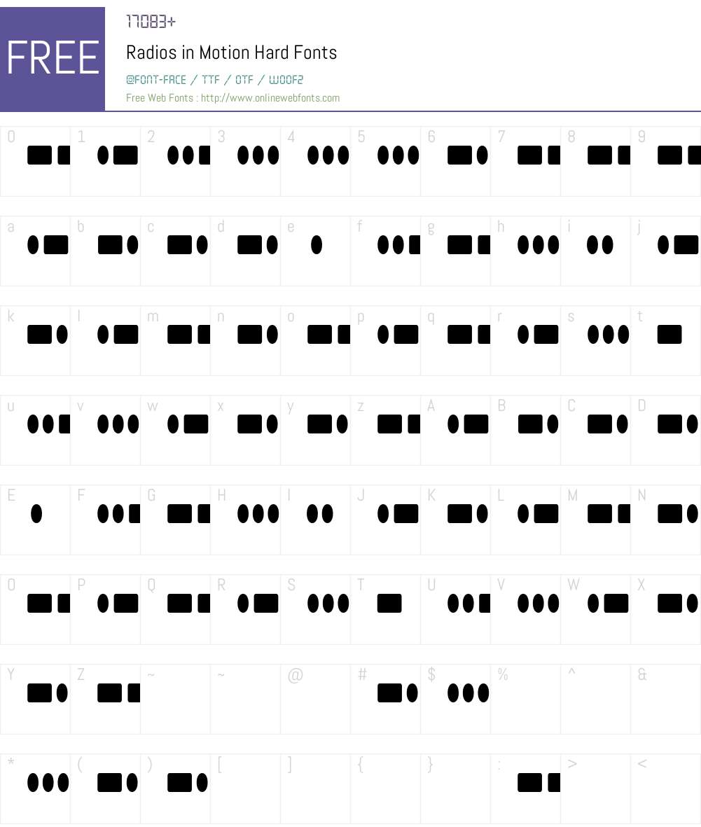 Radios in Motion Hard Font Screenshots