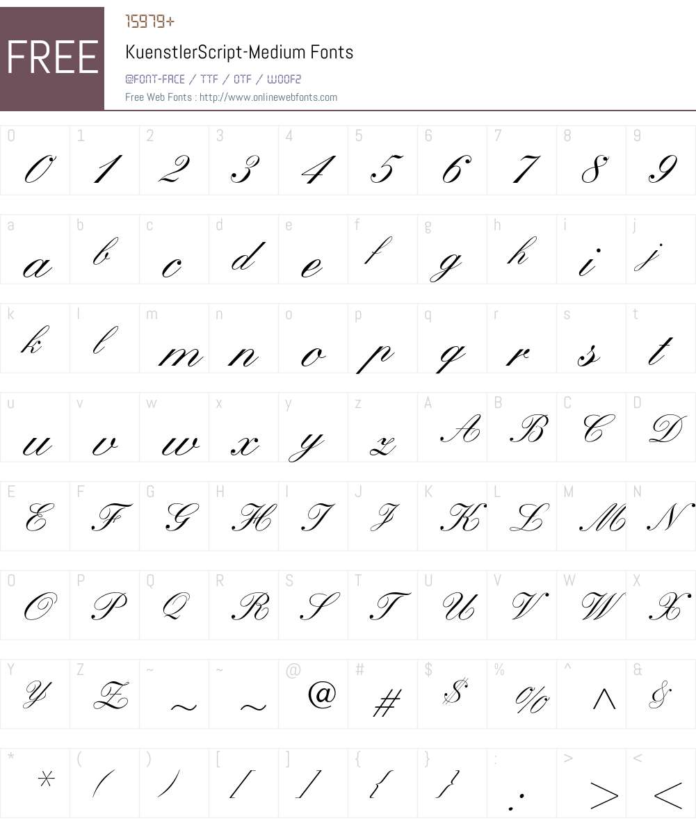 KuenstlerScript-Medium Font Screenshots