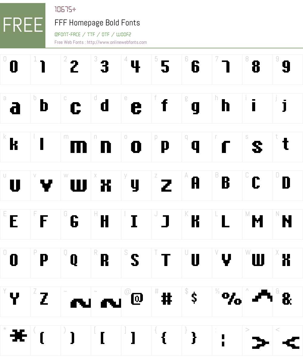 FFF Homepage Bold Font Screenshots