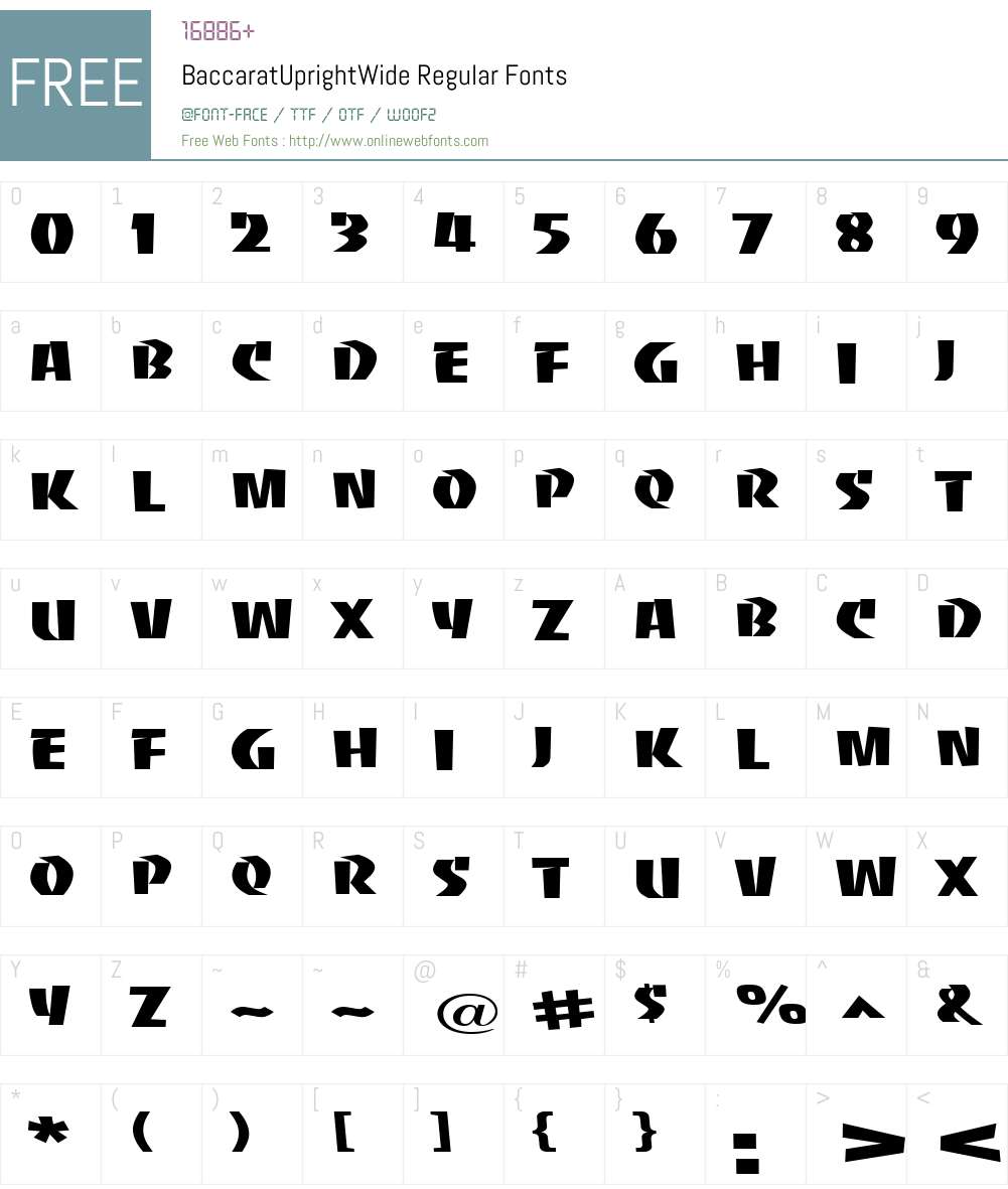 BaccaratUprightWide Font Screenshots