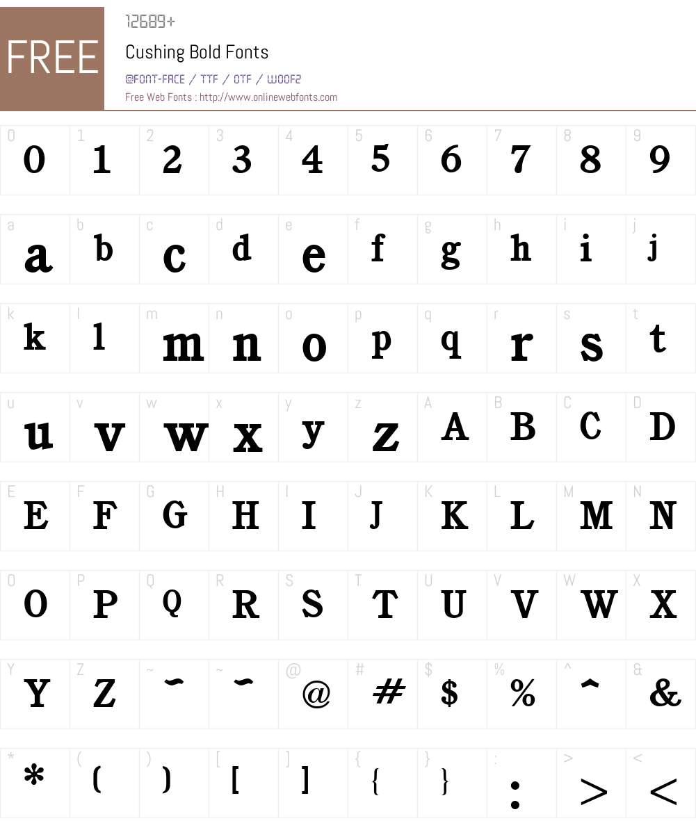Cushing Font Screenshots