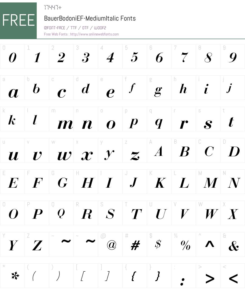 BauerBodoniEF Font Screenshots
