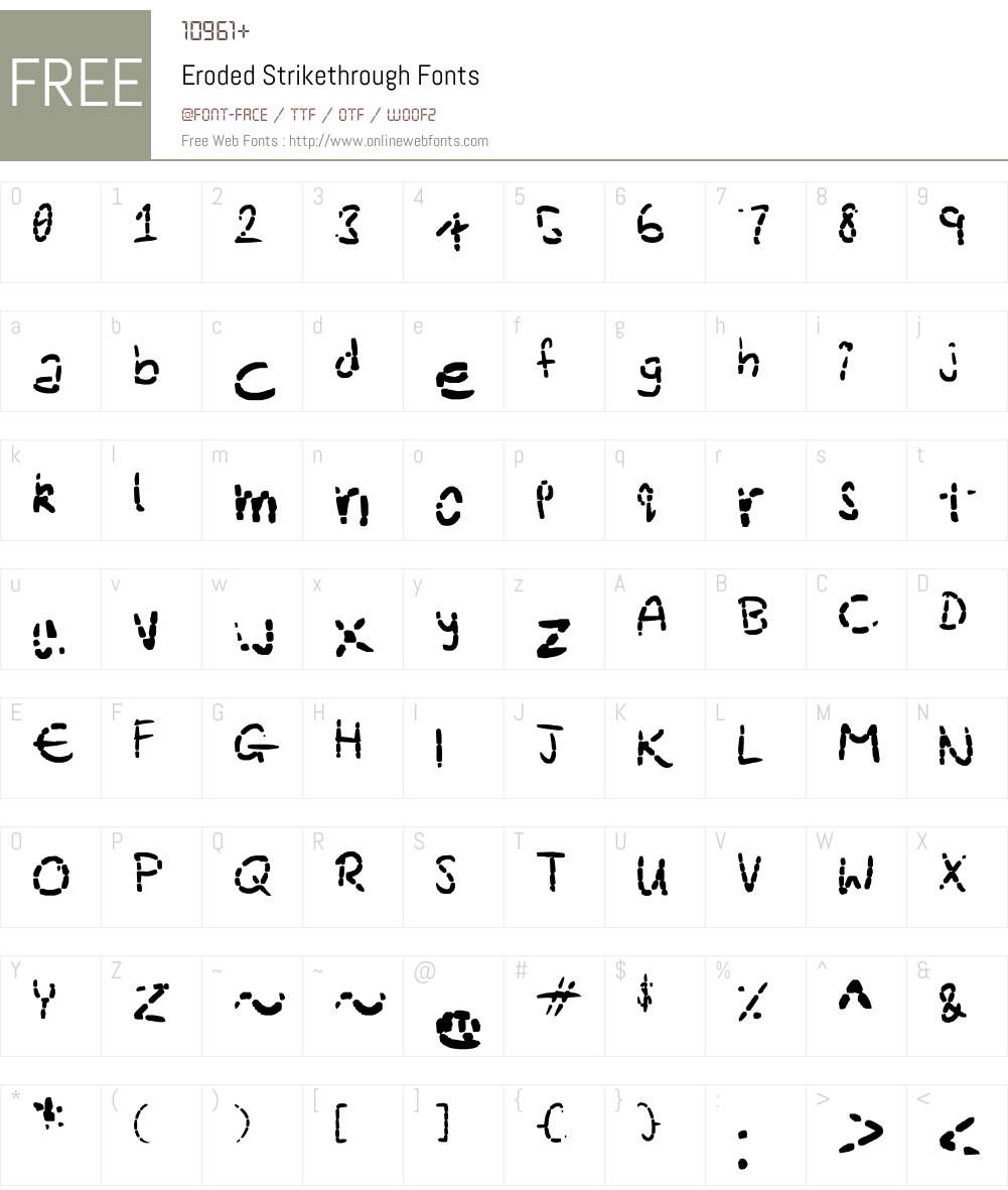 Eroded Strikethrough Font Screenshots
