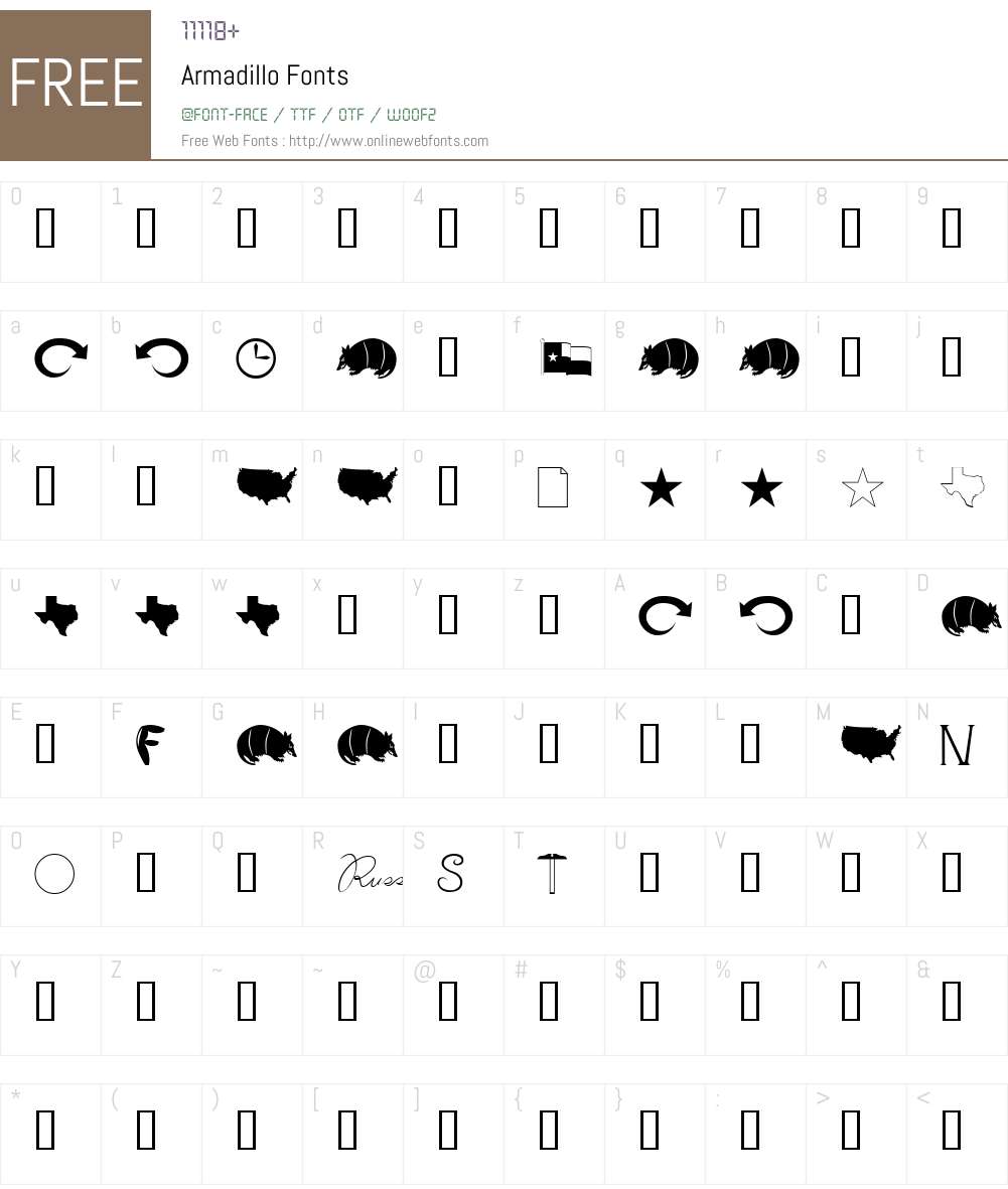 Armadillo Font Screenshots
