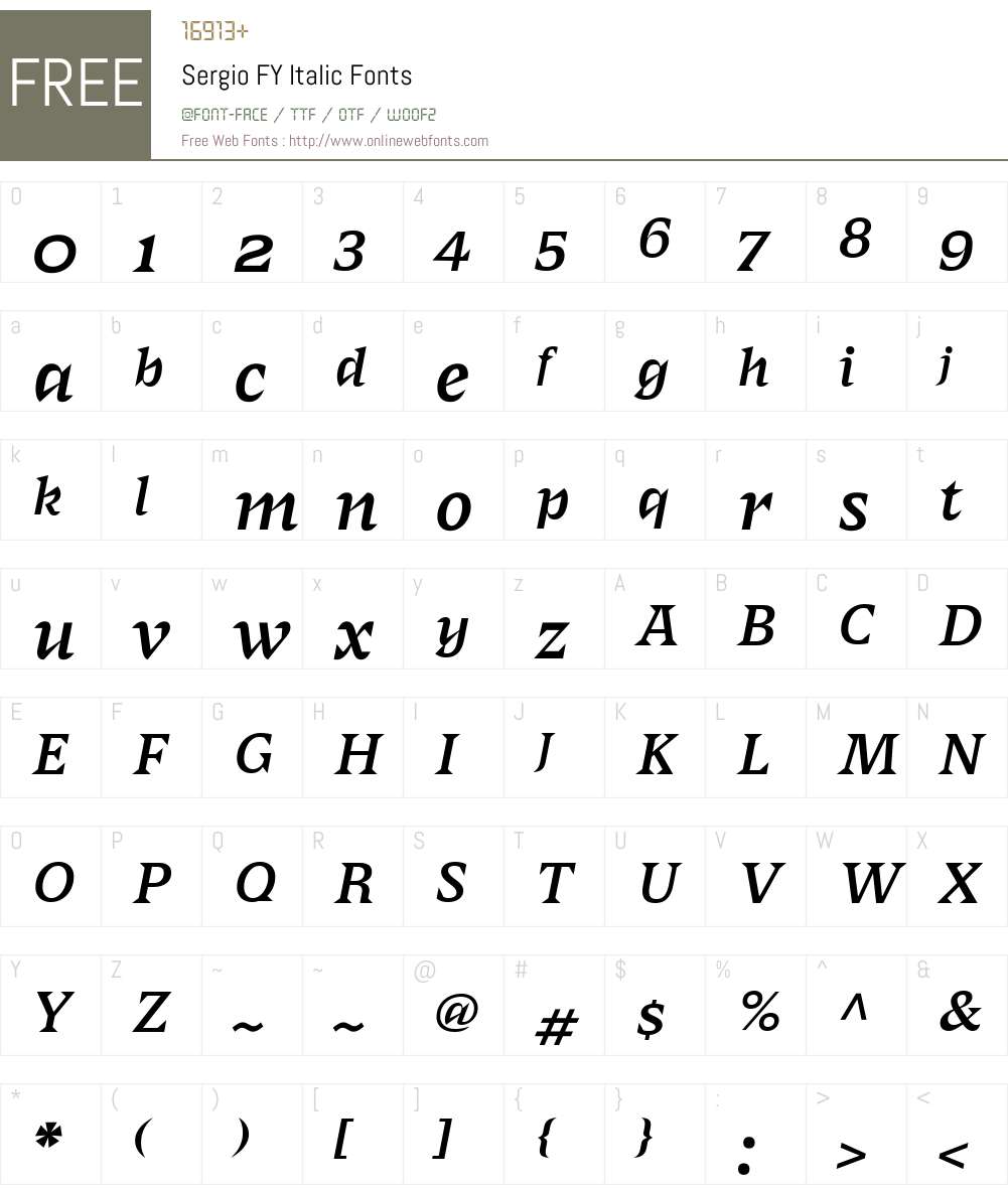 SergioFY-Italic Font Screenshots