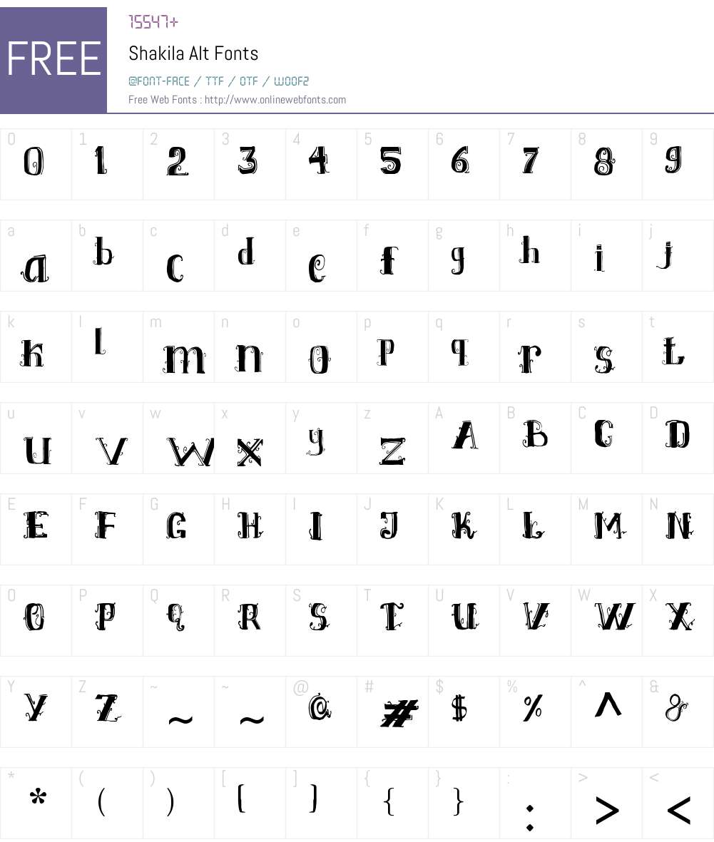 Shakila Alt Font Screenshots