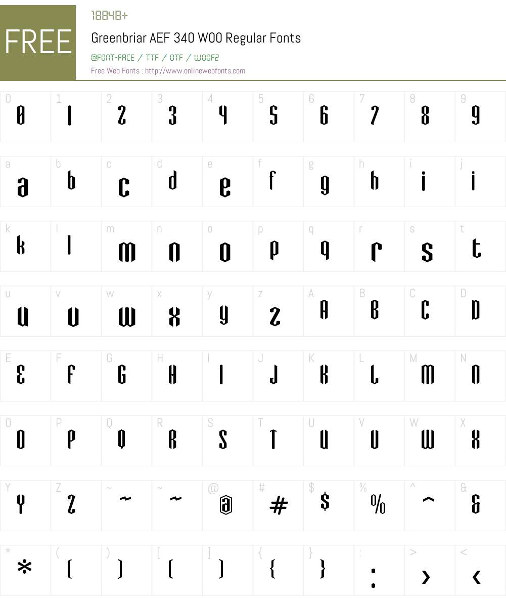 GreenbriarAEF340W00-Regular Font Screenshots
