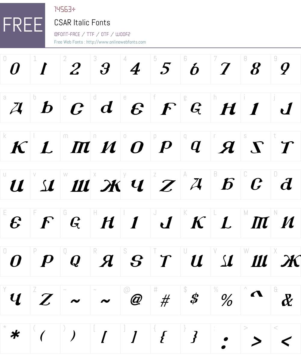 csar italic Font Screenshots