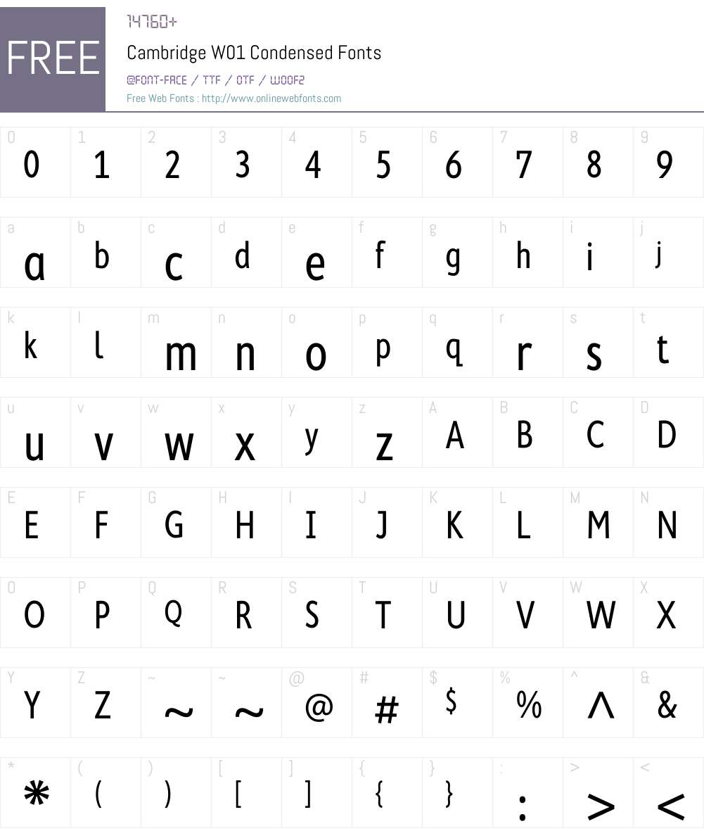 CambridgeW01-Condensed Font Screenshots