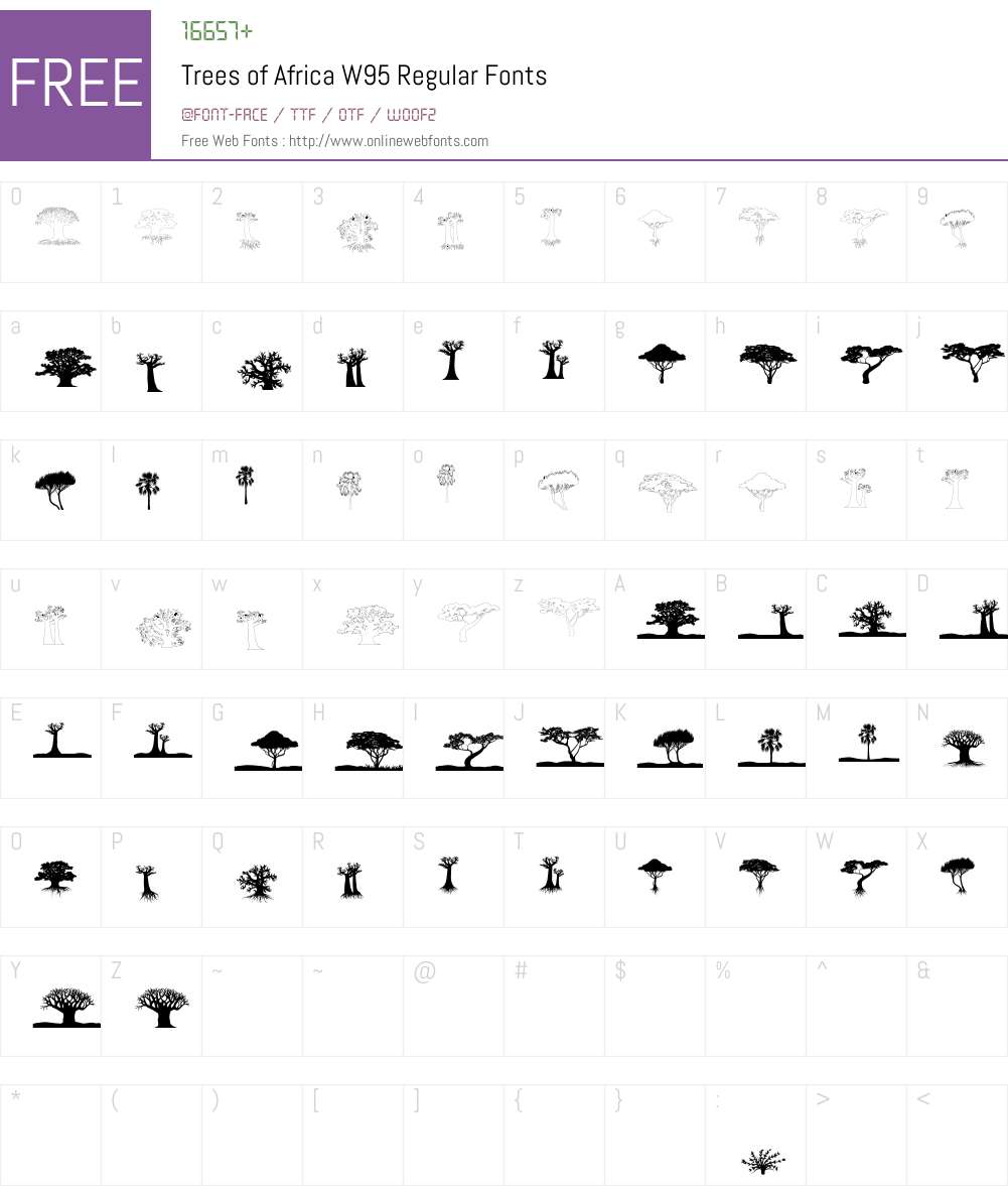 TreesofAfricaW95-Regular Font Screenshots