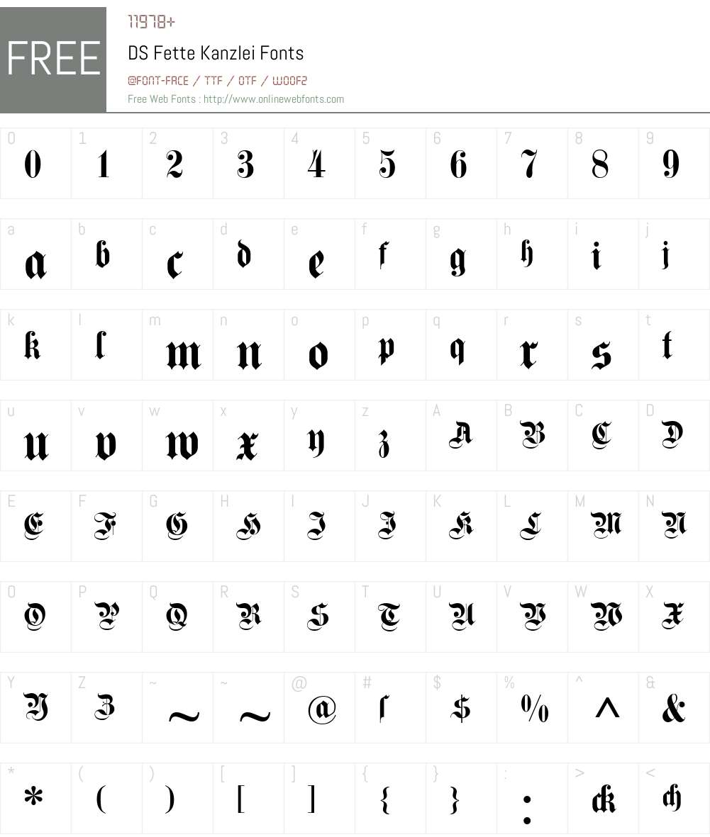 DS Fette Kanzlei Font Screenshots