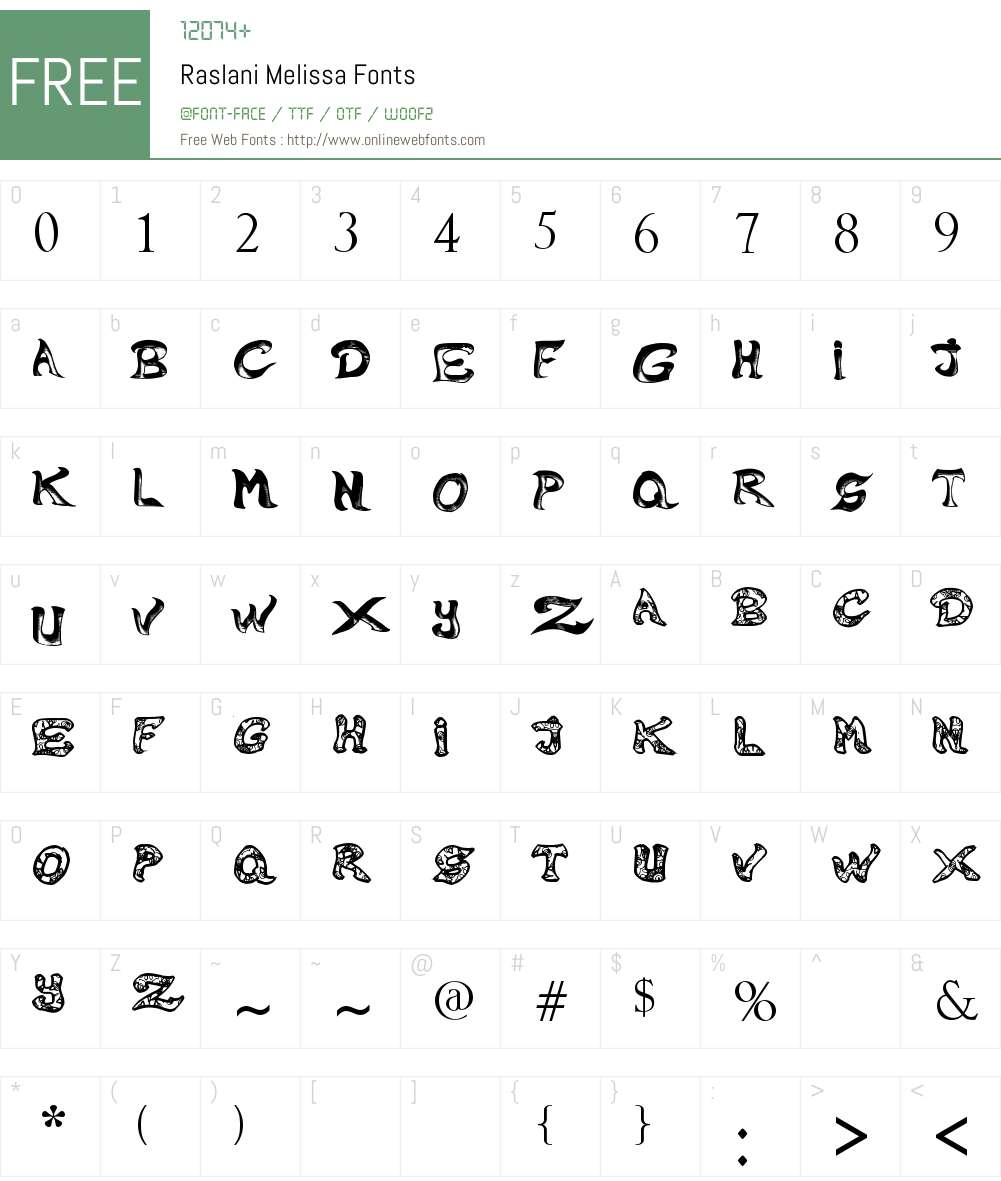 Raslani Melissa Font Screenshots