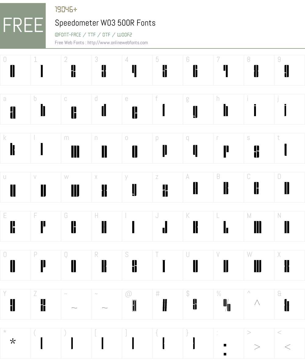 Speedometer Font Screenshots