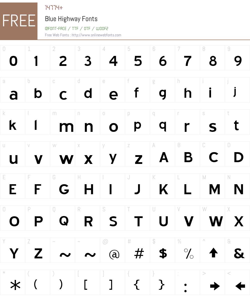 Blue Highway Font Screenshots