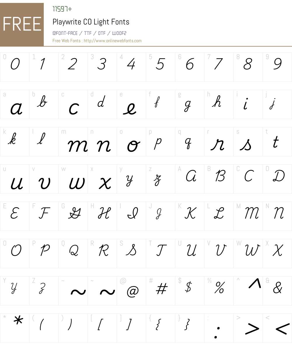 Playwrite CO Light 1.002 Fonts Free Download - OnlineWebFonts.COM