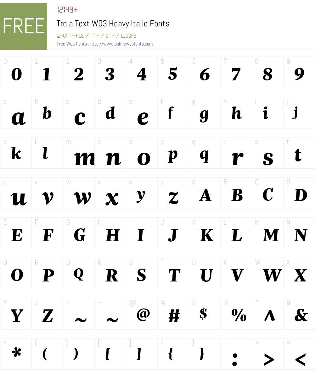 Trola Text Font Screenshots