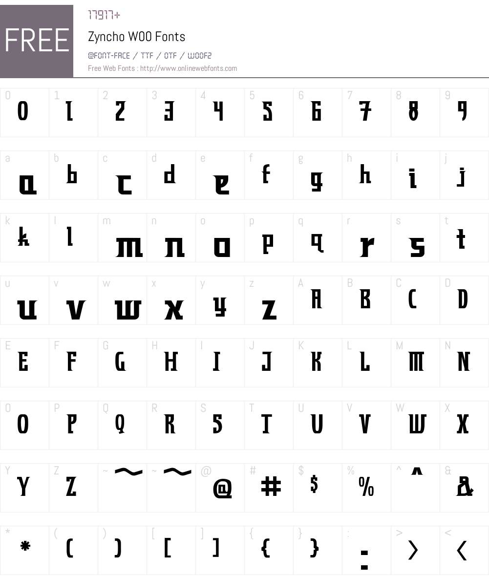 ZynchoW00 Font Screenshots