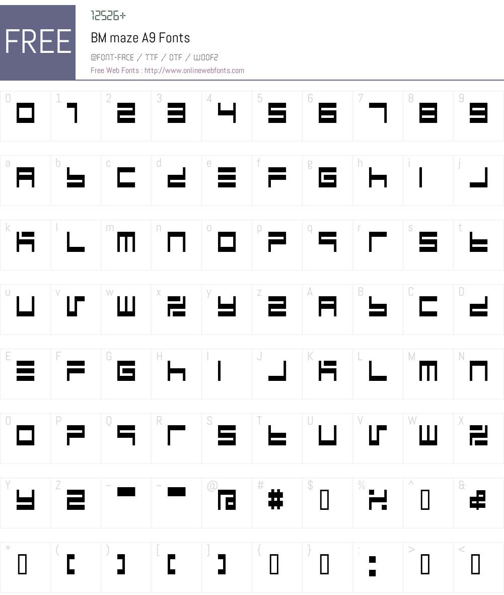 BM maze Font Screenshots
