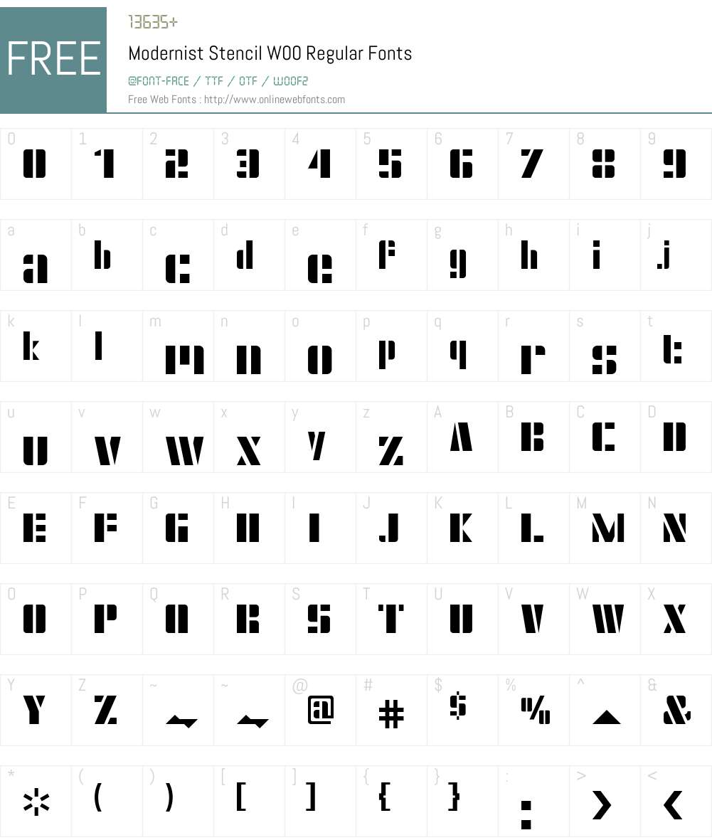 Modernist Stencil Font Screenshots