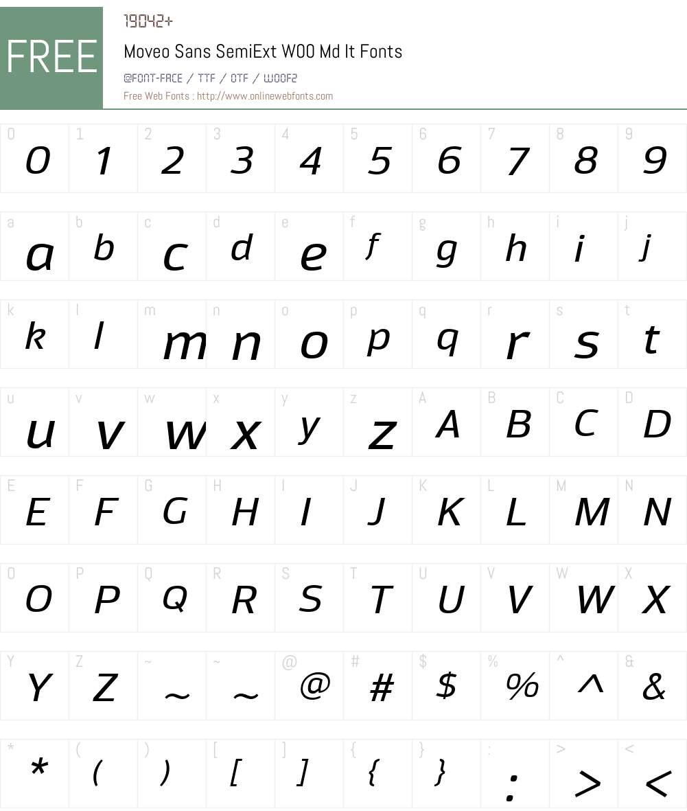 MoveoSansSemiExtW00-MdIt Font Screenshots