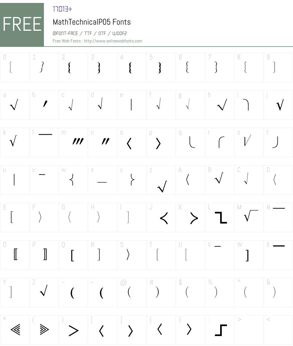 MathTechnical Font Screenshots
