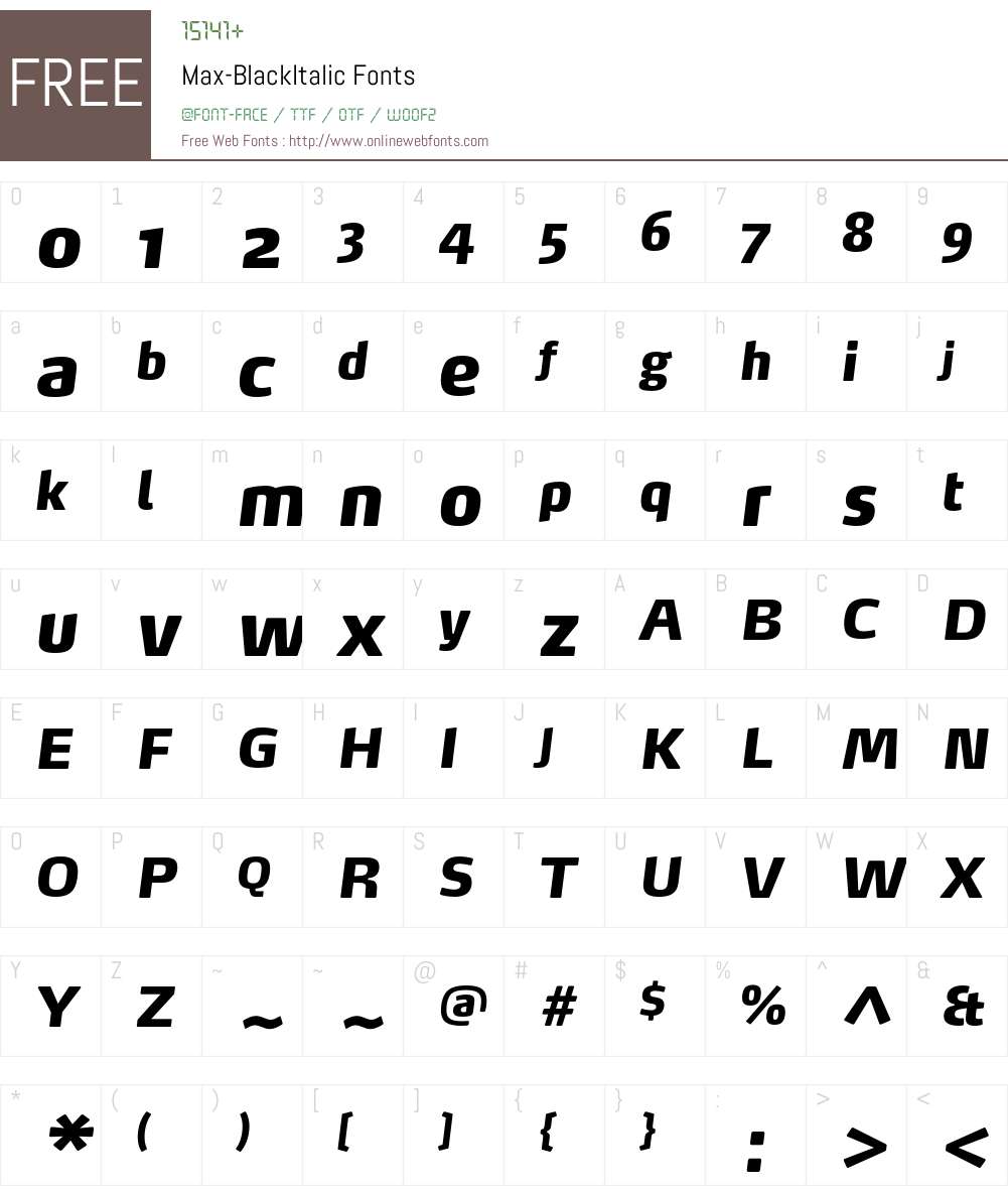 Max-BlackItalic Font Screenshots