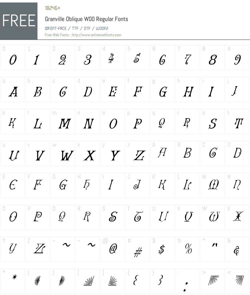 GranvilleObliqueW00-Regular Font Screenshots