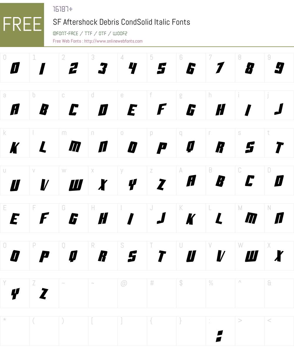 SF Aftershock Debris CondSolid Font Screenshots