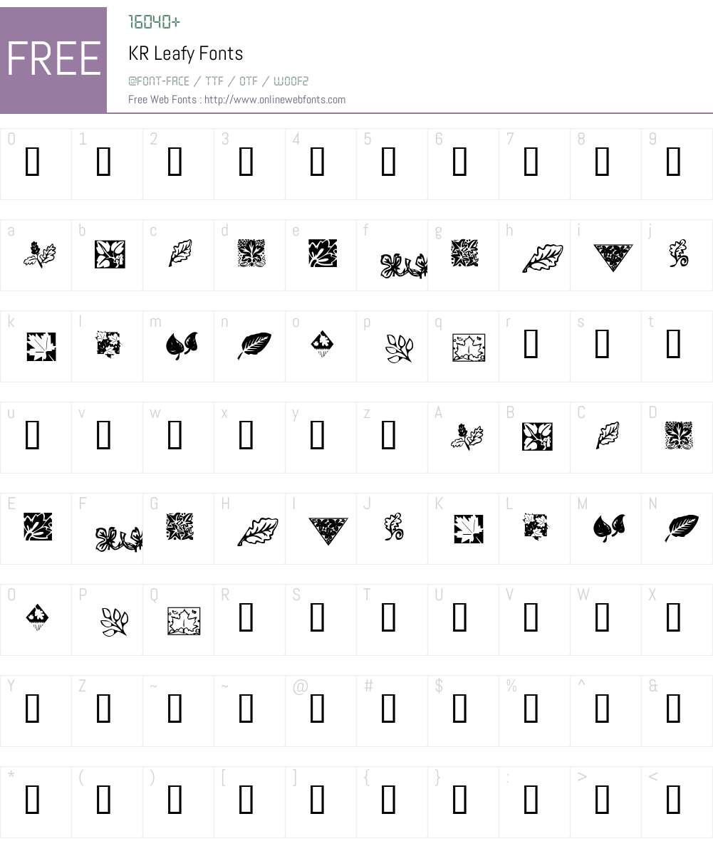 KR Leafy Font Screenshots