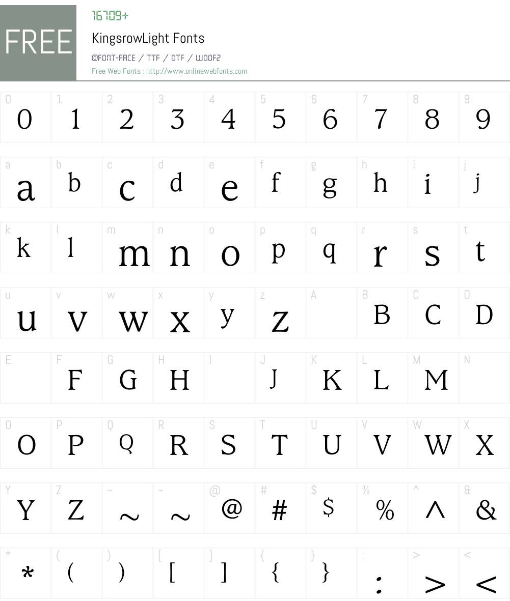 KingsrowLight Font Screenshots