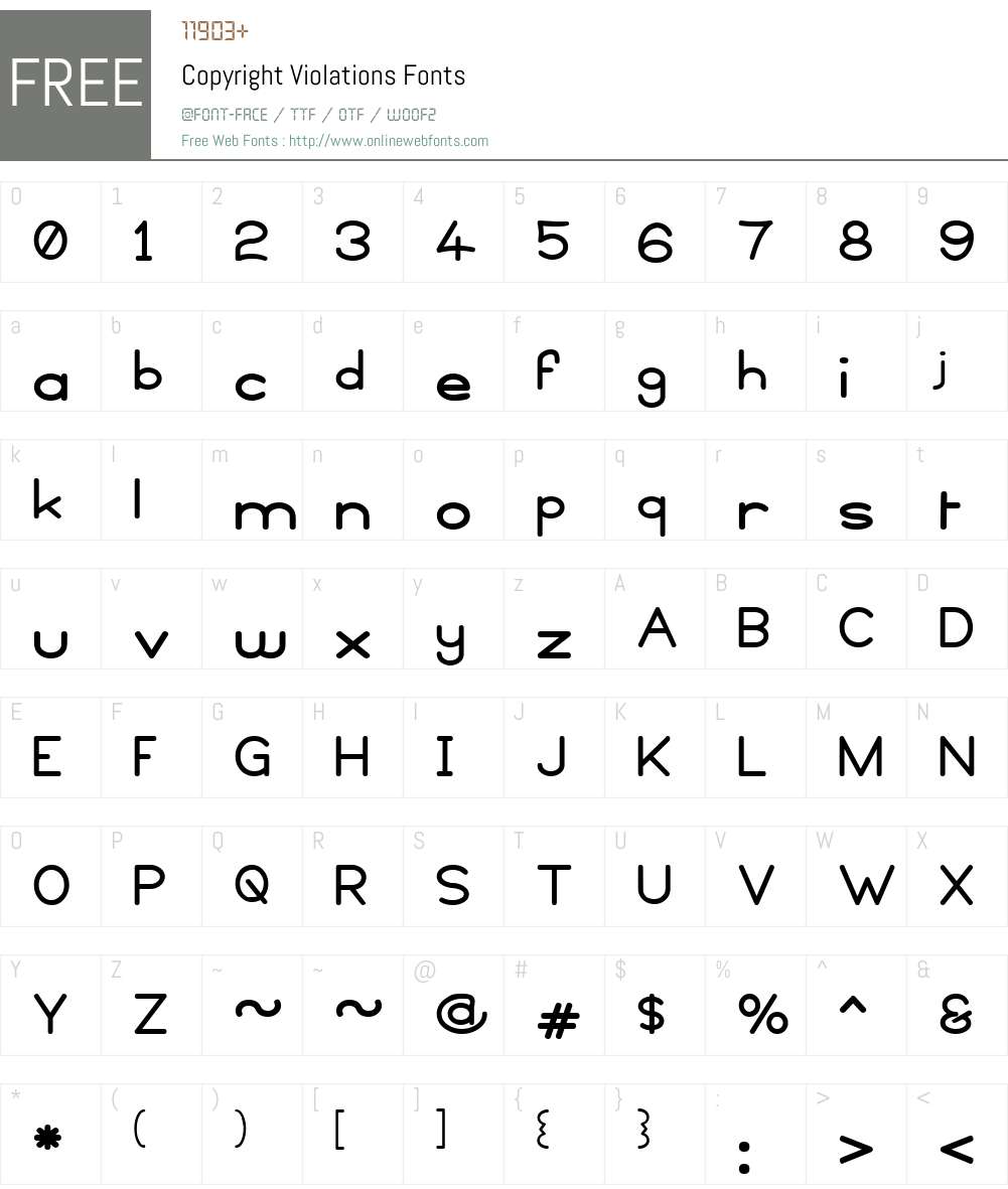 Copyright Violations Font Screenshots