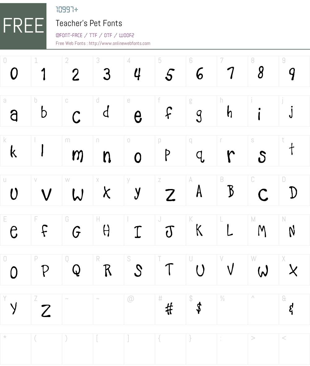 Teacher's Pet Font Screenshots