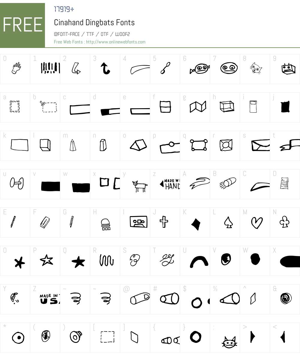 Cinahand Font Screenshots